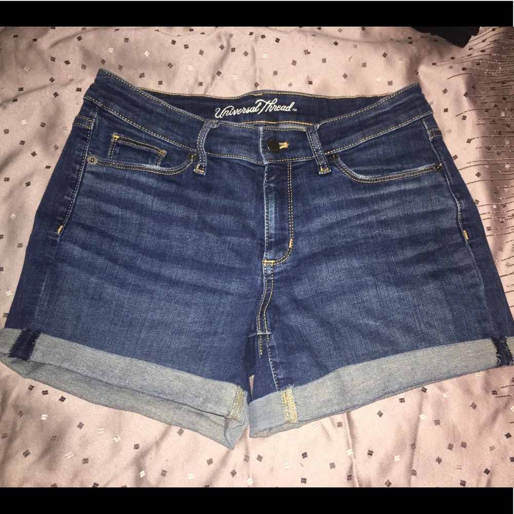 Denim cuffed shorts